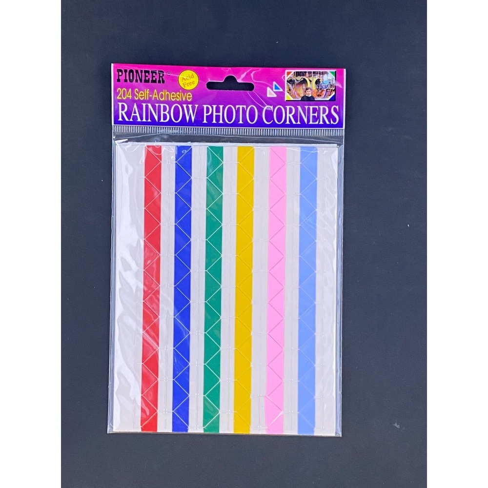 Pioneer Rainbow Photo Corners 204 Self Adhesive Multi Color Plastic Vintage